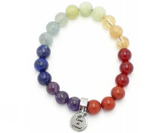 Bracelet 7 chakras en Pierres Naturelles - Fil élastique très résistant - Bien-être - Harmonie - Cadeau mixte: Homme, Femme, Enfant