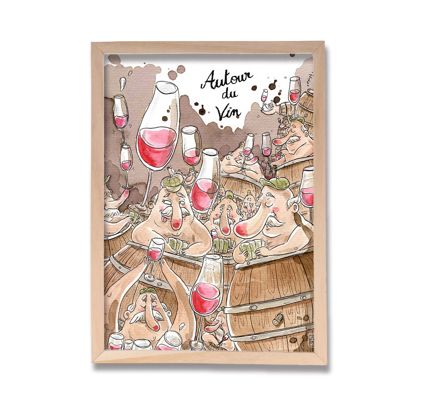 Vin-Illustration 24x30cm Monsieurs Barriques
