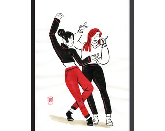 Dance! #3 Duo - illustration a4 - red beige black