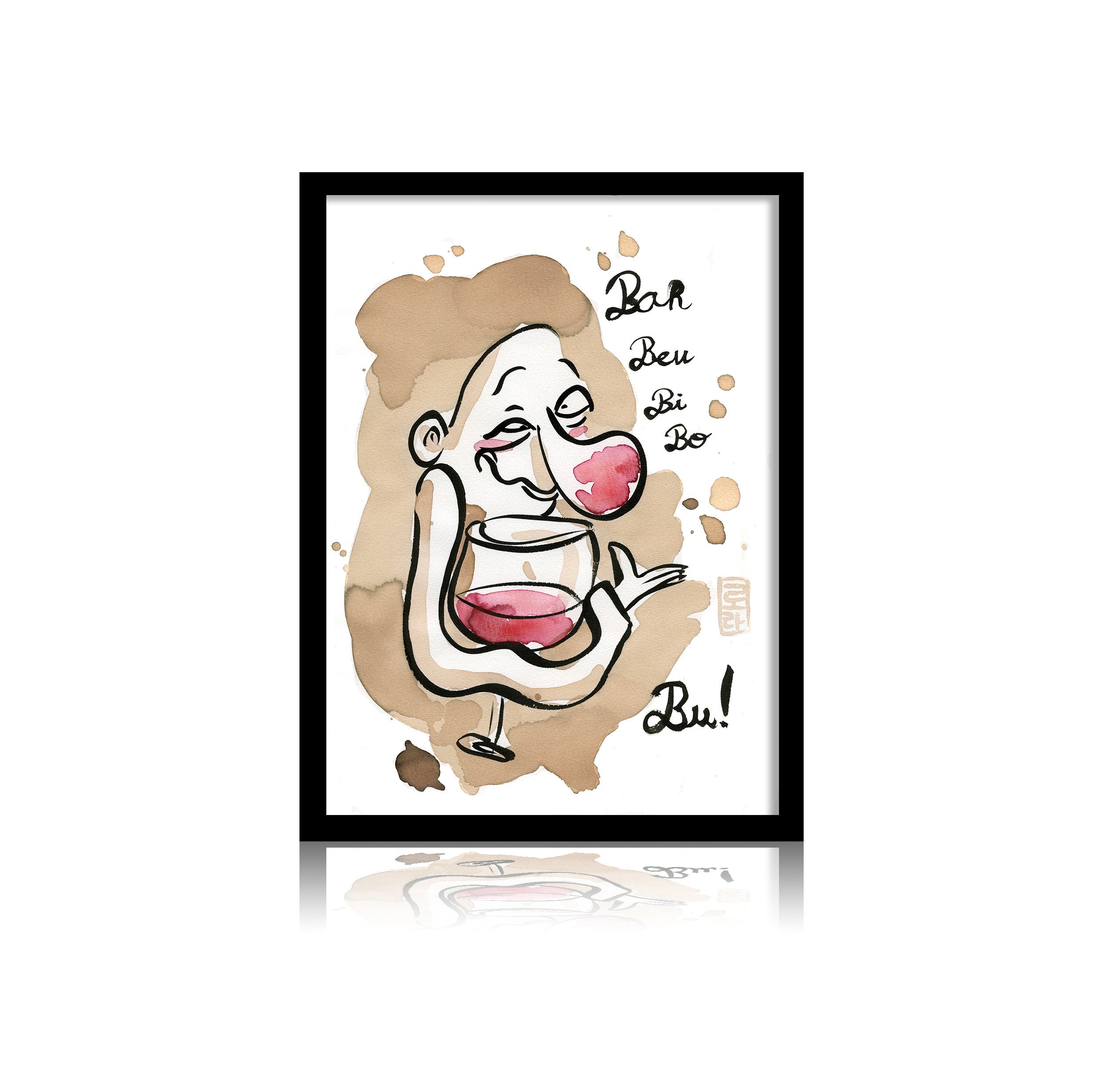 Vin-Tableau Illustration A4 Bah Beu Bi Bo Bu