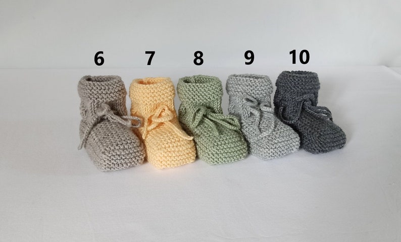 Chaussons bébé, pure laine mérinos, taille 6-9 mois, fait-main, 15 couleurs image 3