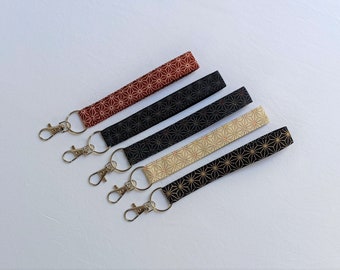 dragonne, porte-clés en tissu japonais 100% coton, motif Asanoha, idée cadeau maîtresse, école, fin d'année, collègue, nounou, voisin