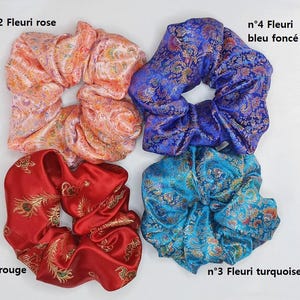 Brocade fabric scrunchie, &quot;flower&quot; pattern, handmade, scrunchies, hair accessory