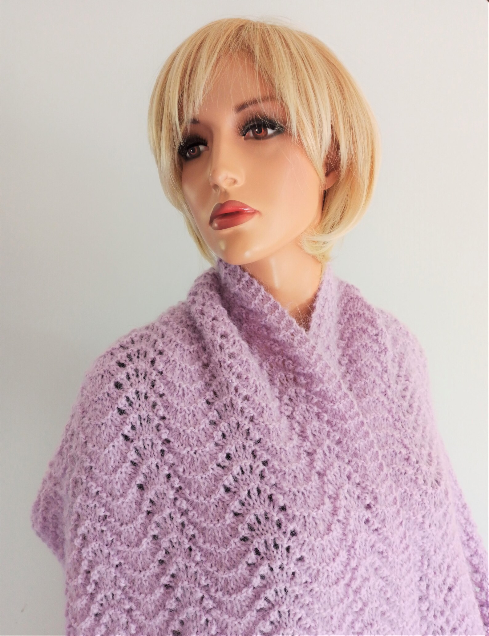 Lana de mohair suave púrpura claro tejida a mano etole de Etsy