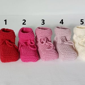 Chaussons bébé, pure laine mérinos, taille 6-9 mois, fait-main, 15 couleurs image 2