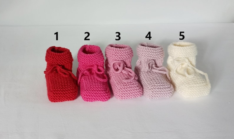 Chaussons bébé, pure laine mérinos, taille 6-9 mois, fait-main, 15 couleurs image 2