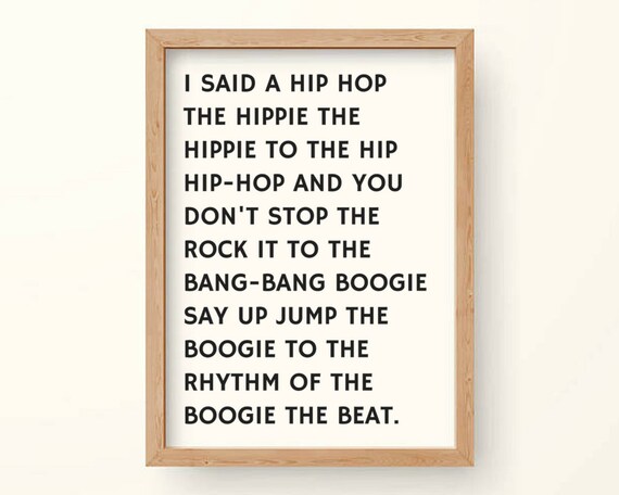 Rapper S Delight Sugar Hill Gang Lyrics Print Hip Hop Etsy