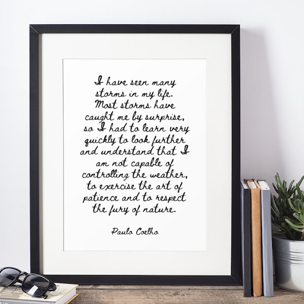 Paulo Coelho Quote | Positive affirmation print | Inspirational wall art | Strength through adversity | Digital download