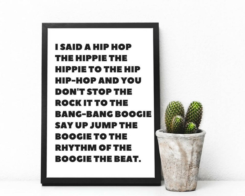 Rapper s delight sugar hill gang lyrics print hip hop etsy