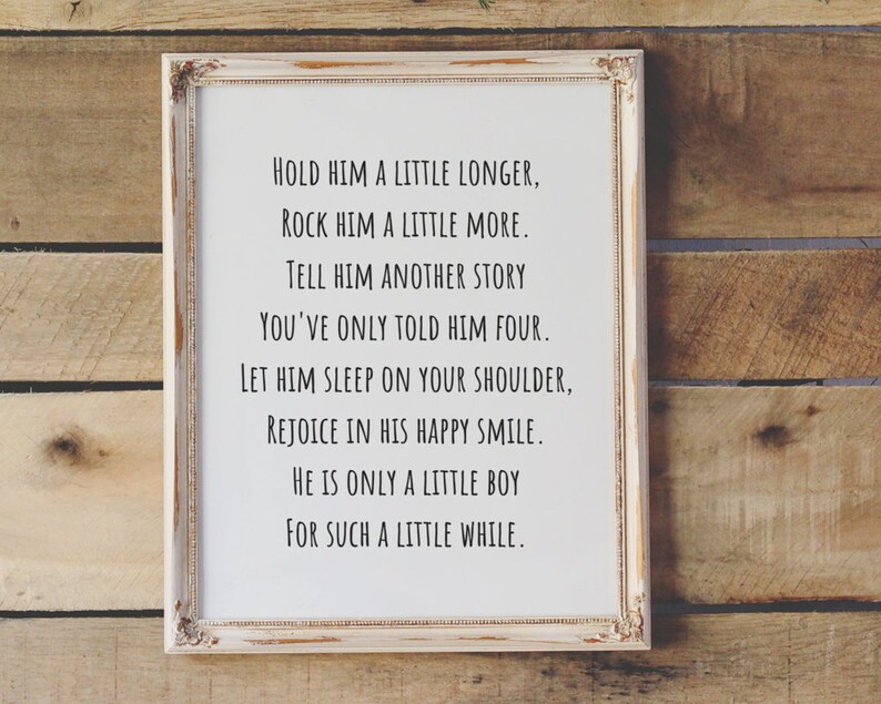 Hold Him a Little Longer, Nursery Print, Son Poem, Baby Boy Nursery ...