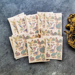 Fogli adesivi con uccelli francesi d'epoca