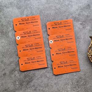 Lot de 4 étiquettes vintage oranges