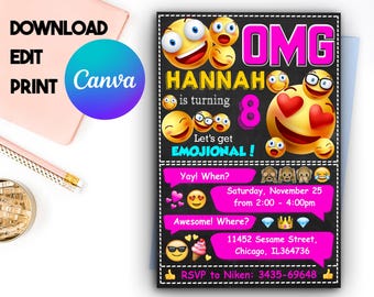 Emoji Invitation, Emoji Party Invitation, Emoji Birthday Invitation, Emoji Birthday Party Invitation