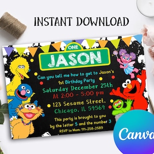Elmo Invitation, Elmo Party Invitation, Elmo Birthday Invitation, Elmo Birthday Party Invitation