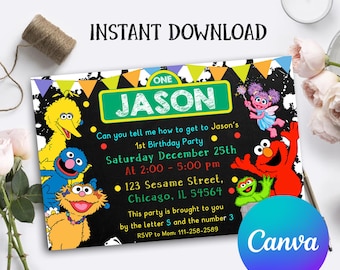 Elmo Invitation, Elmo Party Invitation, Elmo Birthday Invitation, Elmo Birthday Party Invitation