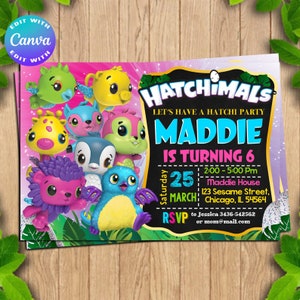 editable invitation, Hatchimals Invitation, Hatchimals Invites, Hatchimals Birthday, Hatchimals party, Hatchimals Themes, Hatchimals card