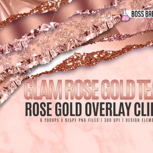 May include: Six digital clipart images of rose gold torn paper textures. Each image is 2000 pixels by 915 pixels and 300 DPI. The images are perfect for adding a touch of glam to your designs.