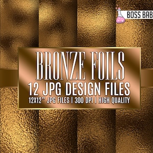 Bronze Foil Textures, foil digital paper, Bronze foil, Bronze foil digital backgrounds, Bronze metal foil textures, Bronze instant download