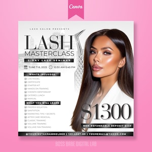 Diy Editable Lash Class Flyer Template - Lash Course Training Flyer Design