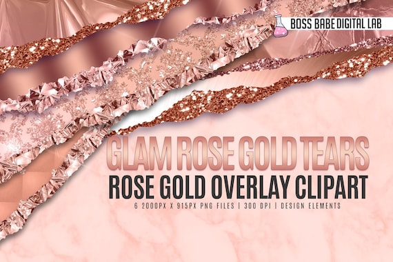 Glam Rose Gold Tears Clipart, Glitter Rose Gold Tear Borders Clipart, Glitter Rose Gold Clipart, Canva Clipart, Photoshop Rose Gold Clipart