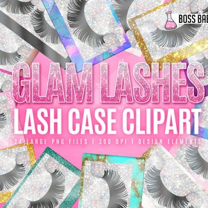 Estuche de pestañas glamuroso: &quot;Clipart de estuche de pestañas&quot;: Estuche de pestañas con brillo, imágenes prediseñadas de pestañas glamurosas, gráficos de pestañas, estuche de pestañas metálico, pestañas con brillo