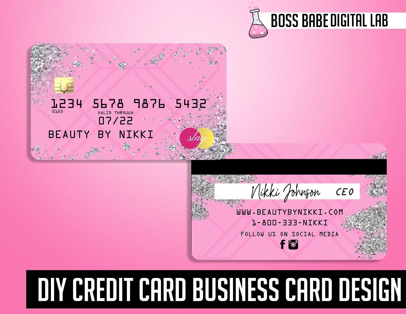DIY Silver Credit Card Business Cards Silver Glitter Credit Etsy