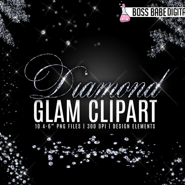 Glam Diamond Clipart, Diamond design elements, Diamond Clipart, Diamond Clip Art, Diamond Clusters Clipart, Diamond Clipart Overlays