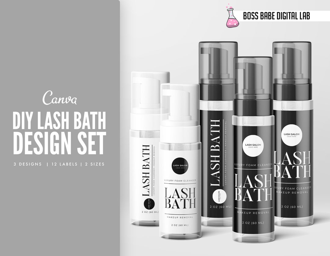 Lash Shampoo Bottle Label, Lash Bath Label Template, Custom Eyelash