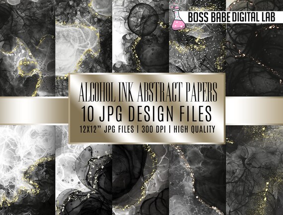 Alcohol Ink Abstract digital paper, Alcohol Ink Abstract paper, Black Marble paper, marble backgrounds, Alcohol Ink commercial use