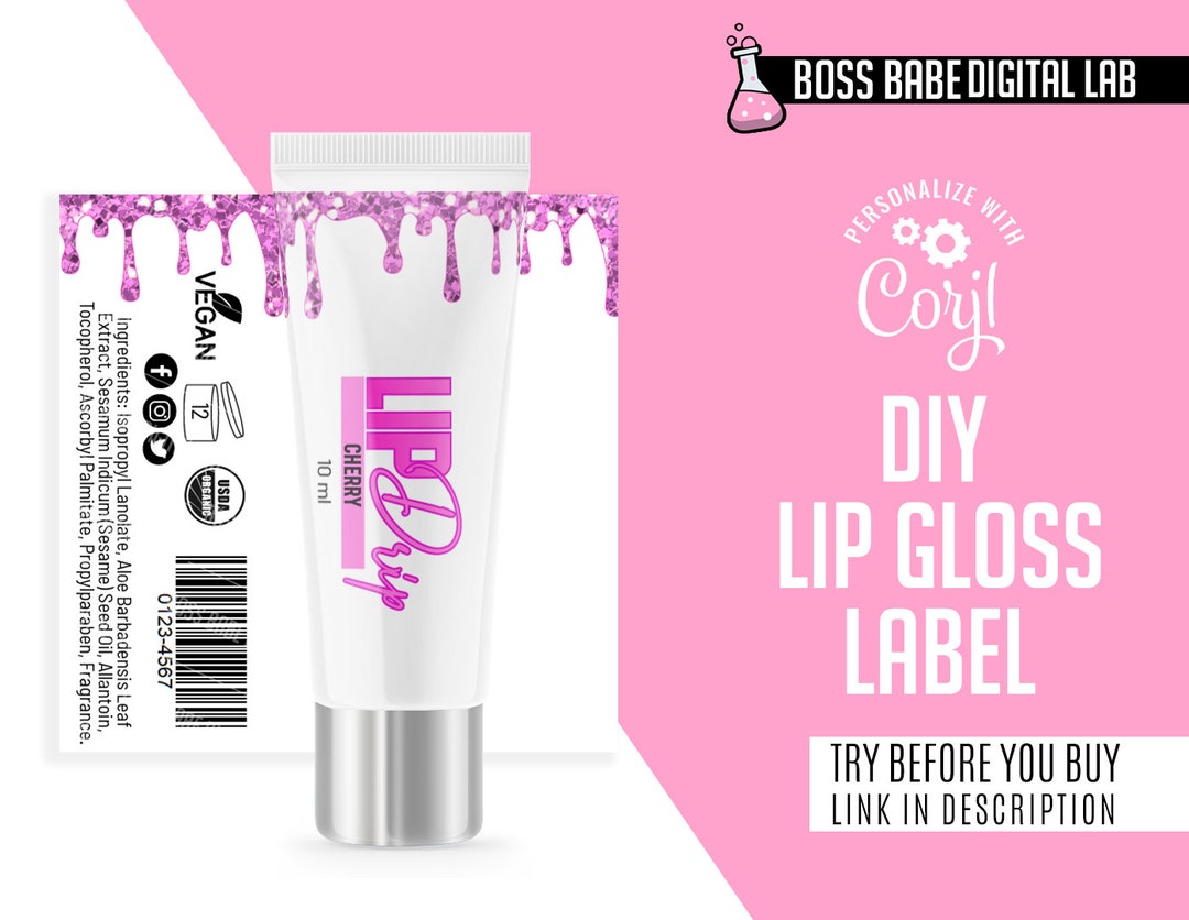 DIY Lipgloss Labels, Do It Yourself Lip Gloss Sticker Design, Lip Gloss