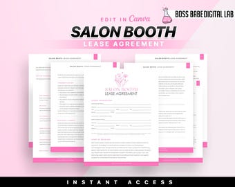 Professional Salon Booth Rental Contract, Canva Booth Rental Agreement, Salon Station Contract, Spa Rental, Salon Chair Rental, Salon Lease
