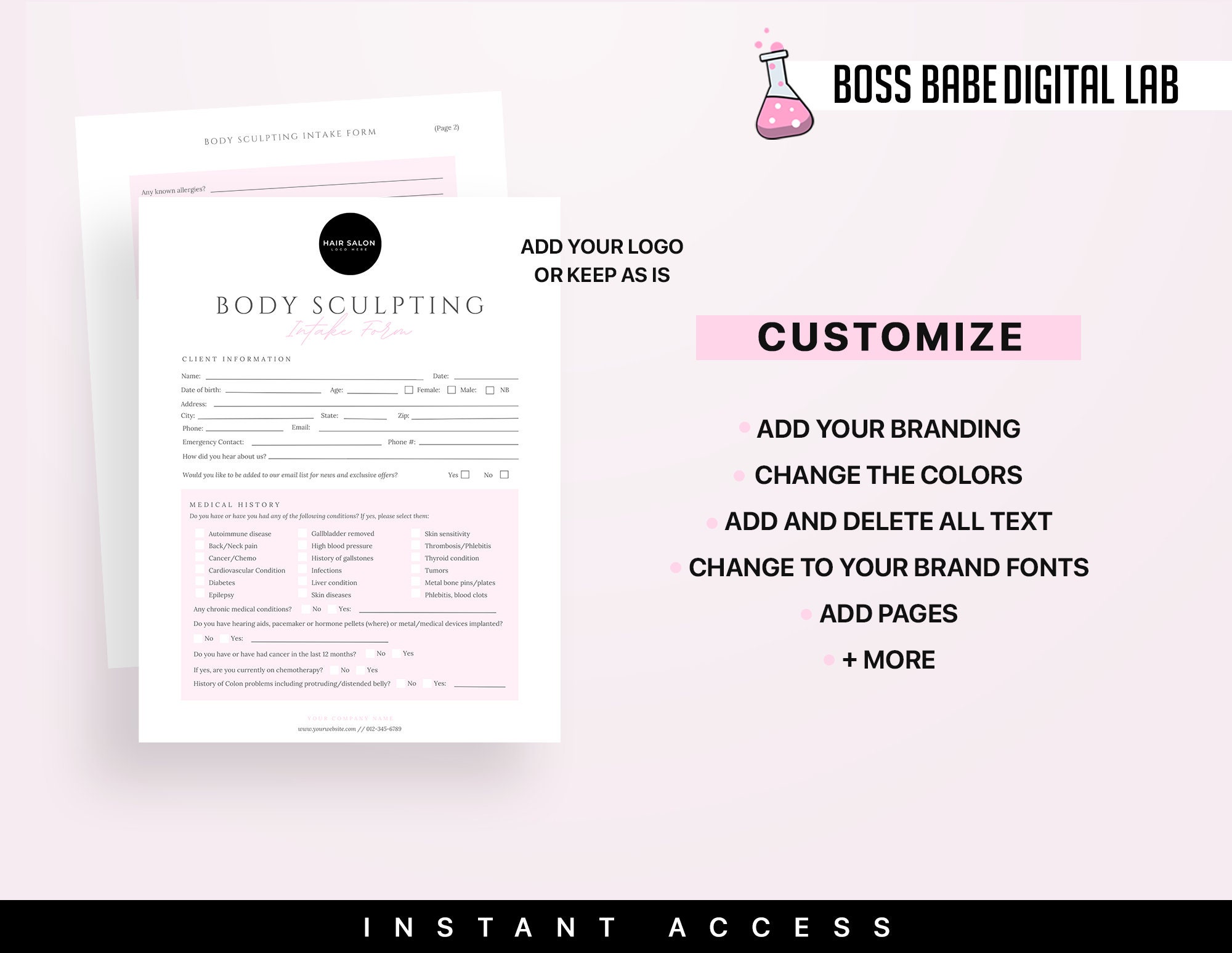 Edit in Canva | Body Sculpting Forms | Esthetician Business Forms ...