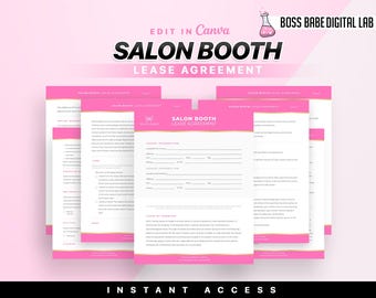 Professional Salon Booth Rental Contract, Canva Booth Rental Agreement, Salon Station Contract, Spa Rental, Salon Chair Rental, Salon Lease