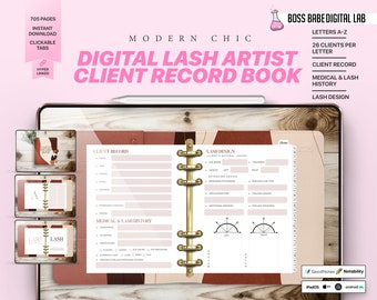 Libro de registro digital de clientes de Lash Tech, Libro de registro de clientes fácil de usar, Artista de pestañas, Planificador de Lash Tech, Libro de registro de clientes de belleza empresarial