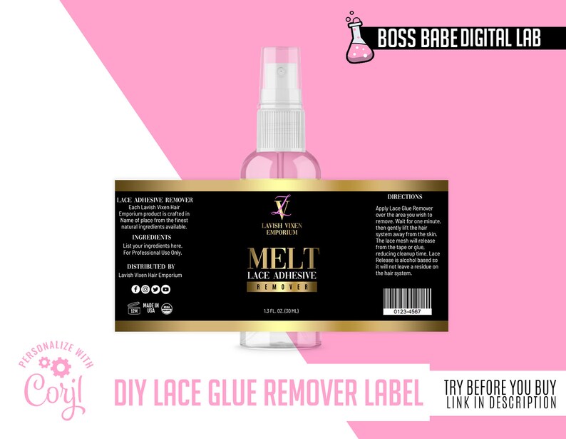 DIY Lace Glue Remover Labels Do It Yourself Lace Glue Remover Etsy