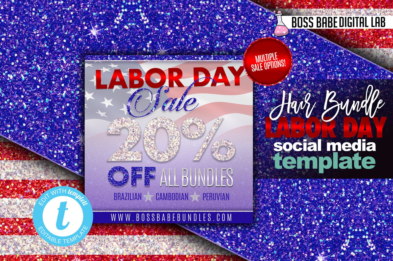 Labor Day Hair Bundle Sale Template Hair Bundles Flyer - Etsy