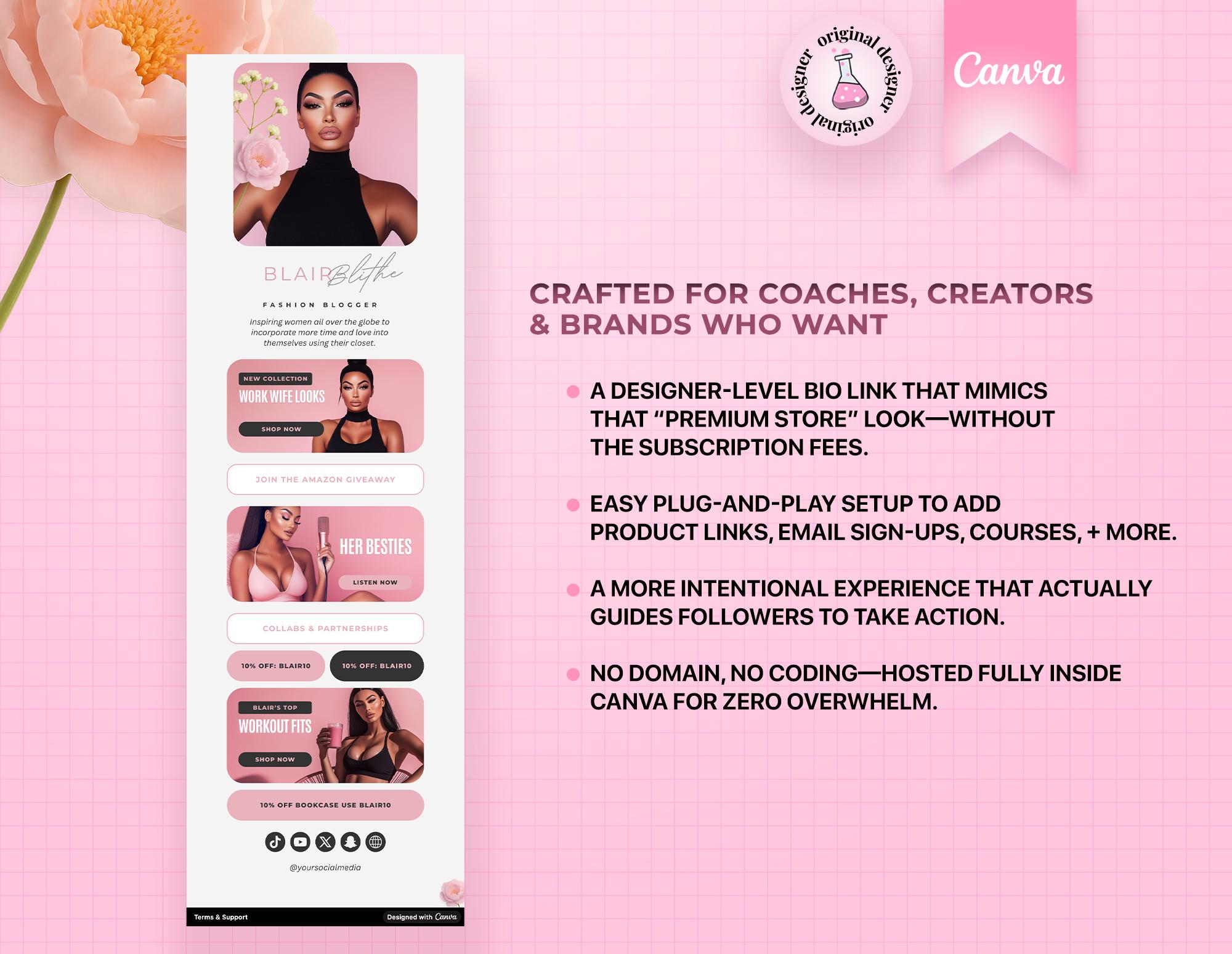 Link in Bio Template, Landing Page, Instagram Bio Link, Canva Link in ...