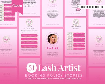 31 Lash Tech Booking Policy Instagram Template, Payment refund Cancellation Policy, Booking Policy Canva Template, Lash Artist DIY Policy