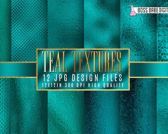 Teal Metallic Foil Textures, Teal foil digital paper, Teal foil, Teal foil digital backgrounds, Teal foil textures, instant download