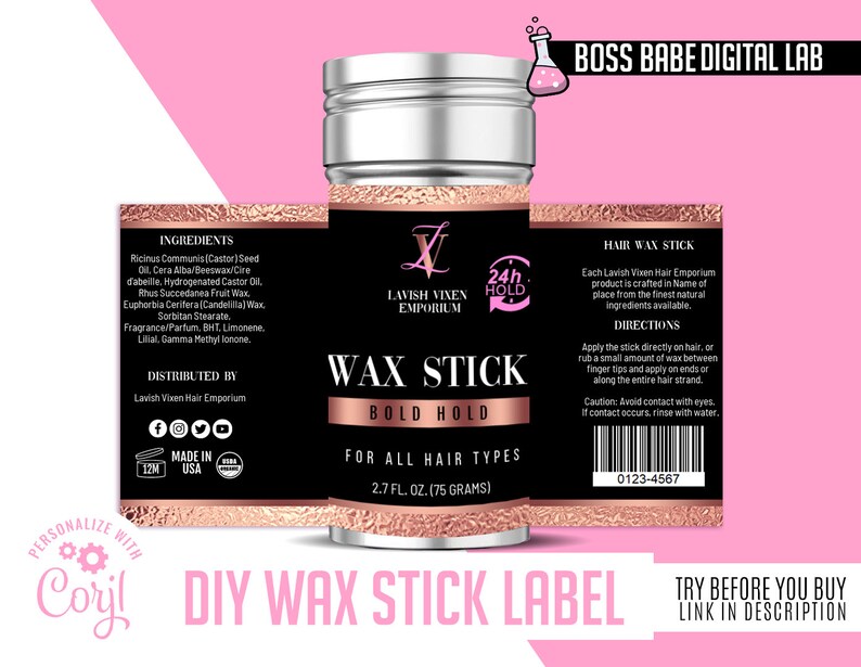 DIY Wax Stick Labels Do It Yourself Hair Wax Stick Sticker Etsy