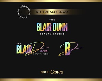 DIY hologram Beauty logo, logo design template, Hair logo, Lash logo, Luxury logo design, Premade logo design, Premade logo template