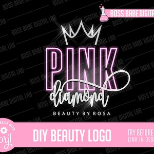 DIY Edit Yourself Beauty Logo Hair Logo Cosmetics Logo Design Salon Business Branding Hair Bundles Stylist Watermark Beauty Logo