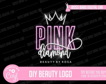 DIY Edit Yourself Beauty Logo Hair Logo Cosmetics Logo Design Salon Business Branding Hair Bundles Stylist Watermark Beauty Logo