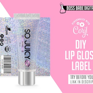 DIY Lipgloss Labels, Do it Yourself Lip Gloss Sticker Design,  Lip Gloss Sticker, Lipgloss Label, Lipgloss Packaging