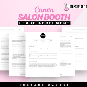 Professional Salon Booth Rental Contract, Canva Booth Rental Agreement, Salon Station Contract, Spa Rental, Salon Chair Rental, Salon Lease