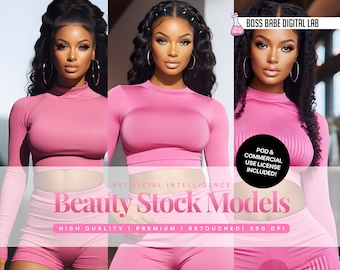 Pink Set Beauty Stock Photo | Beauty Model | Commercial Use | Make Up Products | Hair Stock Photos | Wig Model Stock Photos | Fashion Model