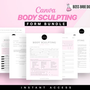 Edit In Canva | Body Sculpting Forms | Esthetician Business Forms | Body Shaping Treatment | Body Contouring Consent | Client Intake Forms