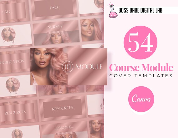 Hair Module Cover Template, Small Business Templates, Canva Templates for Online Course, Course Module Templates, Beauty Cover Template