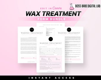 Paquete de formularios para tratamientos de depilación, paquete de formularios para esteticistas profesionales, formularios de consentimiento para el cuidado de la piel, consulta de depilación, formularios de spa, plantilla Canva