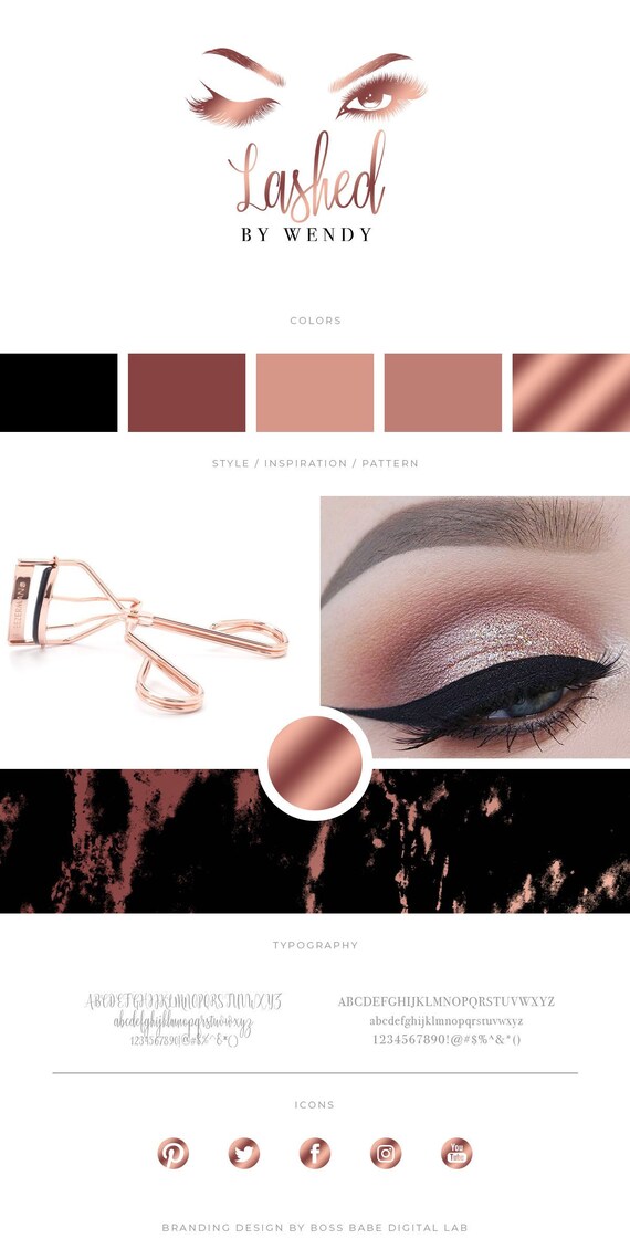 Rose Gold Eyelash Technician Hair Extensions Logo Design Salon Etsy